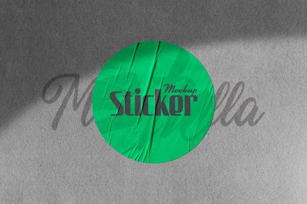 Green Round Sticker Mockup