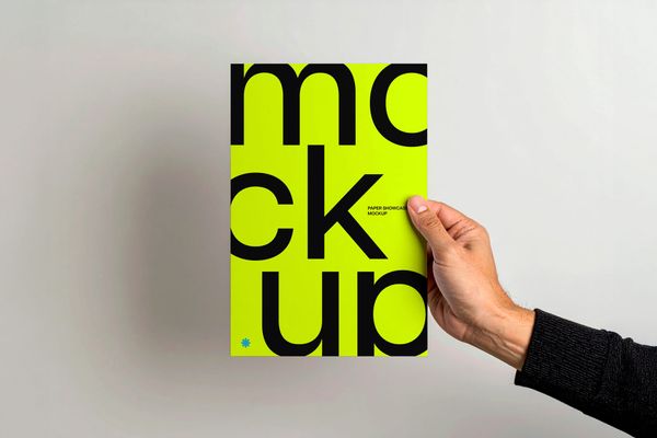 Minimal Hand Holding Paper Mockup