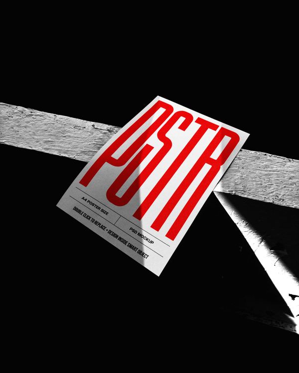 Modern Poster Mockup with a Diagonal Layout and Shadow