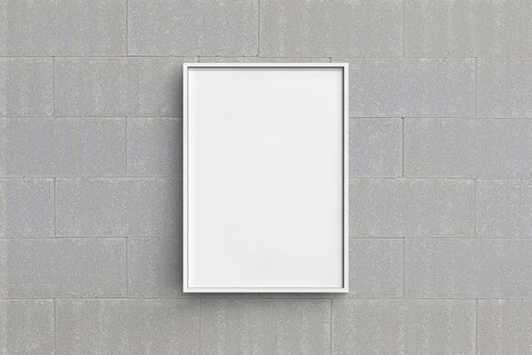 Modern White Frame Poster Mockup on Wall