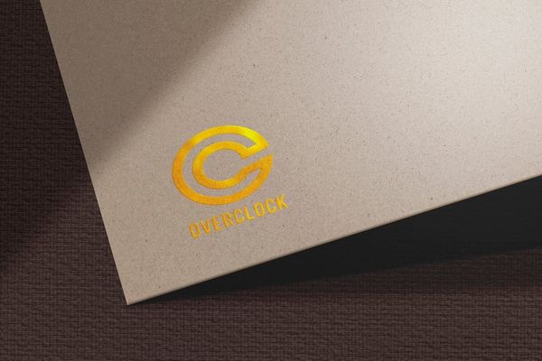 Overclock Gold Logo Mockup