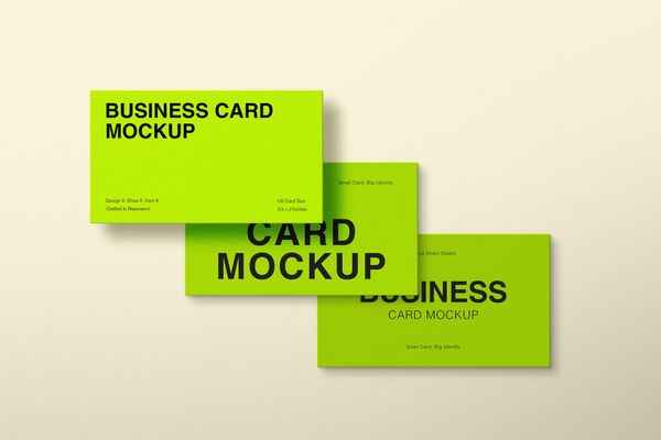 Overlapped Neon Business Card Mockup