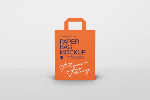 Paper Bag Mockup on Gray Background