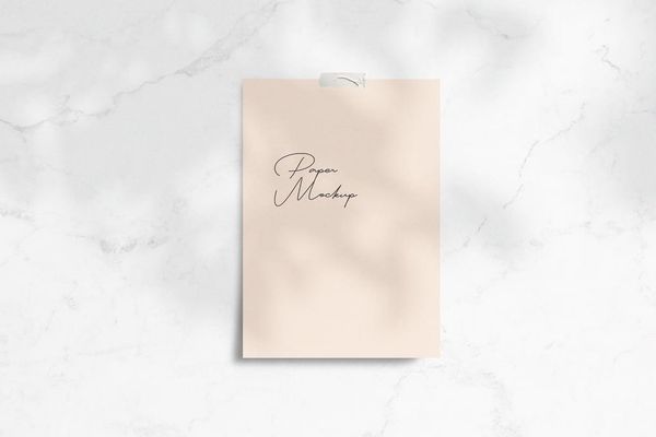 Minimalist A4 Paper Mockup on Marble Background