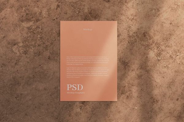 Elegant A4 Paper Mockup on Warm Stone Background