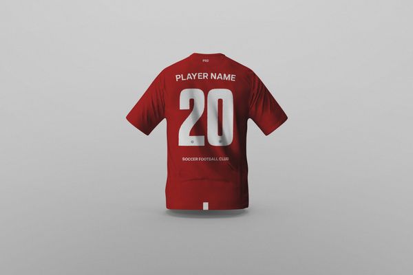 Plain Red Jersey T-Shirt Back View Mockup