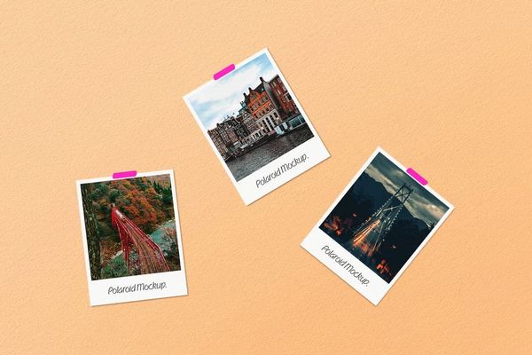 Minimal Polaroid Photo Collage Tape Mockup