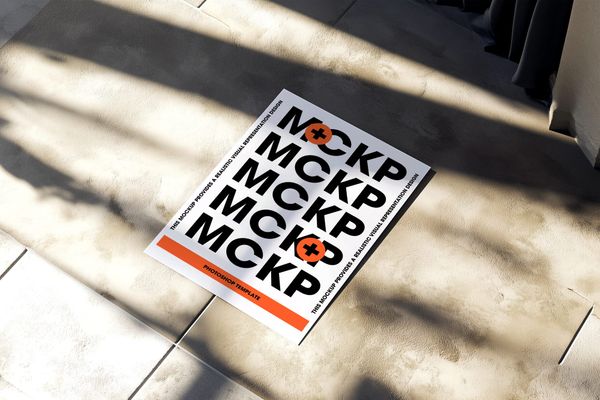 Poster Mockup On Cement Floor