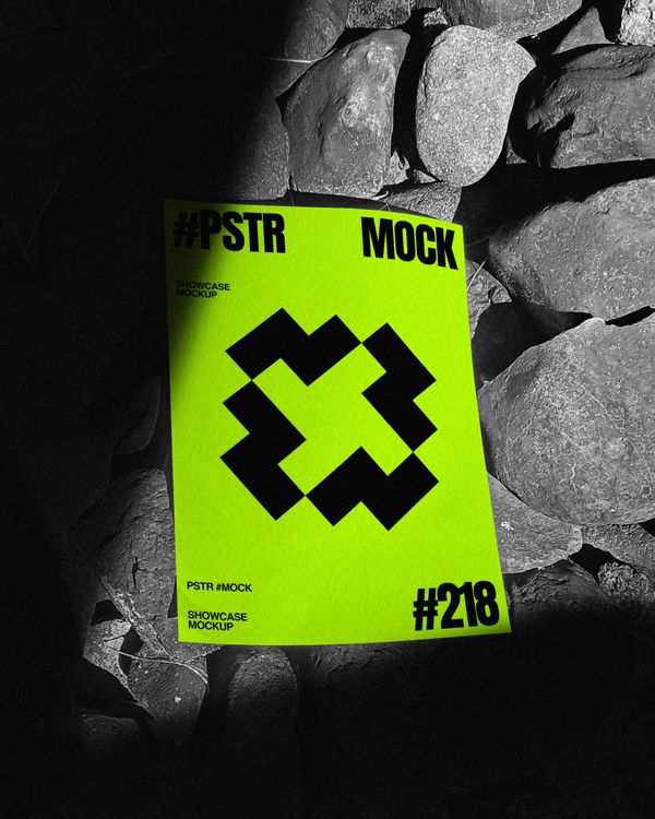 Poster Mockup On Stone Background