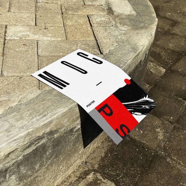 Poster Mockup on Grey Pavers