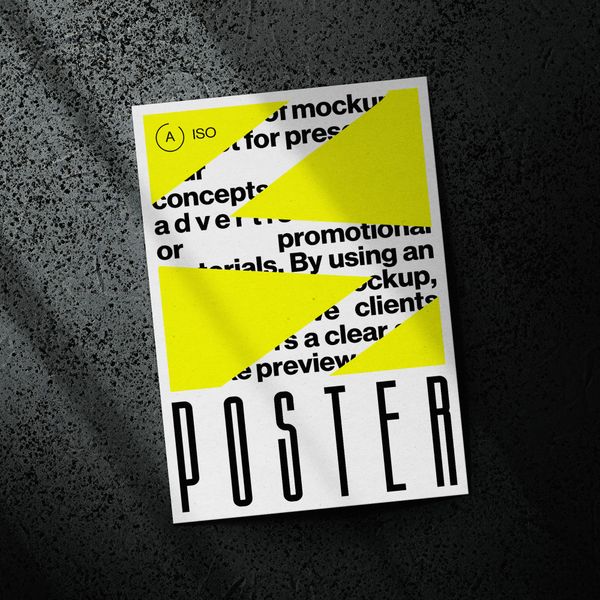 Poster Mockup on Industrial Black Background