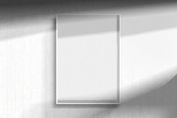 Realistic Frame Poster Mockup on White Wood