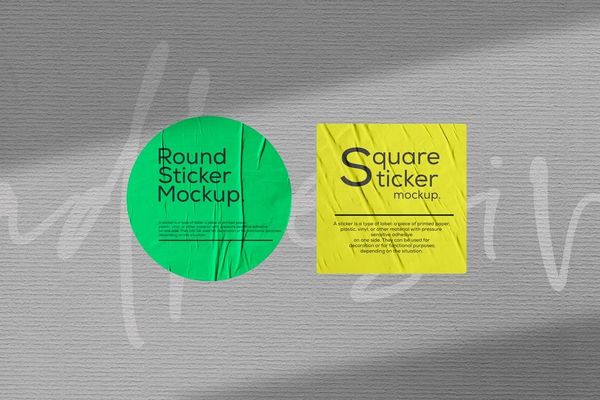 Round & Square Sticker Mockup