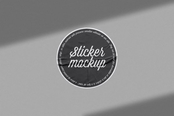 Rounded Sticker Mockup With Shadow