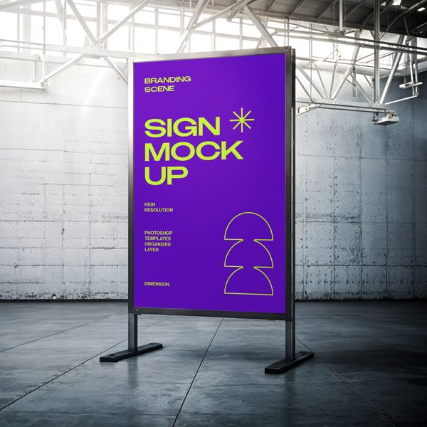 Simple Sign Billboard Mockup