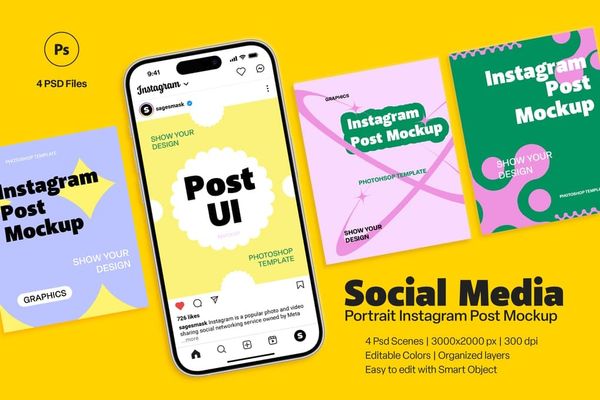 Social Media Portrait Instagram Post Mockup
