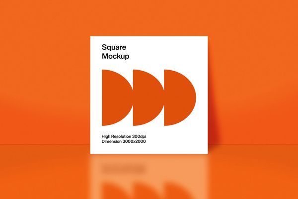 Square Mockups on Orange Background