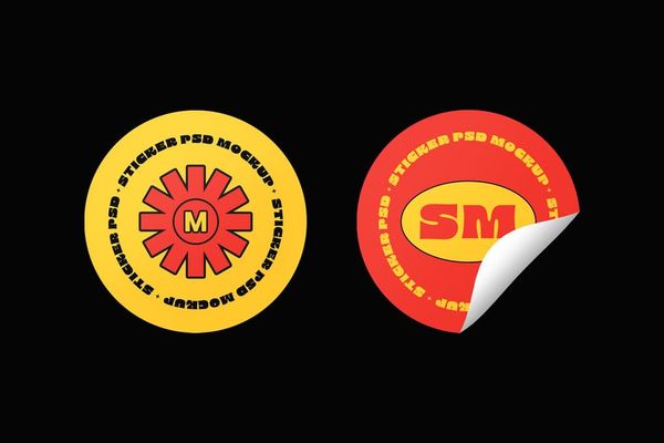 Sticker Mockup on Black Background