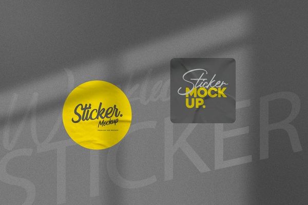 Sticker Mockup With Shadow Overlay