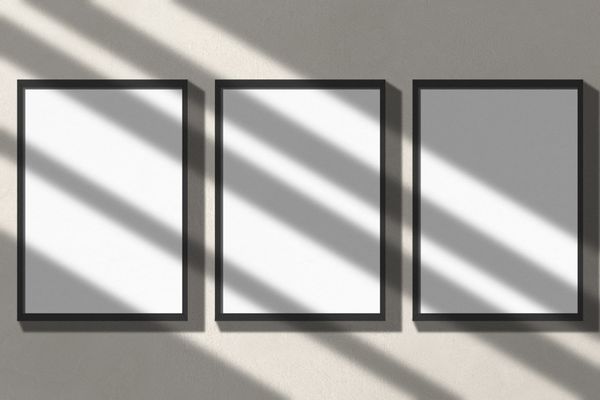Stone Frame Poster Mockup with Shadow Overlay