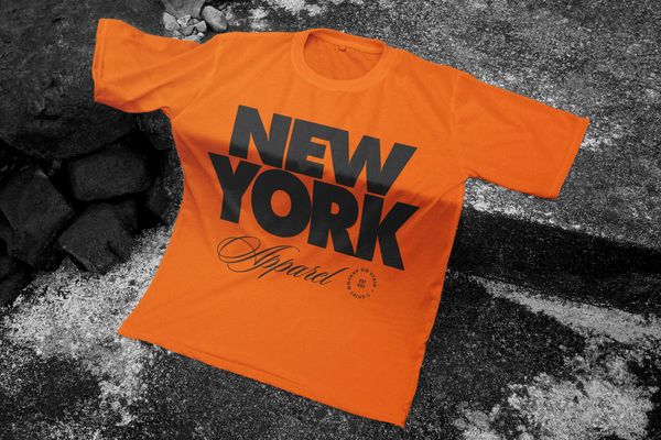 Orange T-Shirt Mockup on Stair