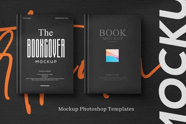 The Book Cover Mockup on Black Background