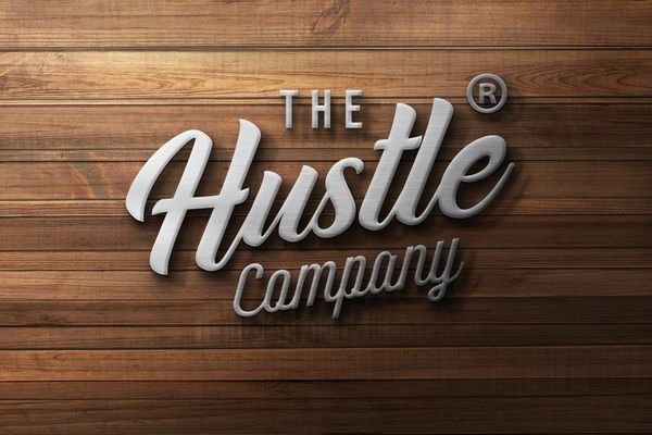 The Hustle Company Emboss Wood Logo Mockup