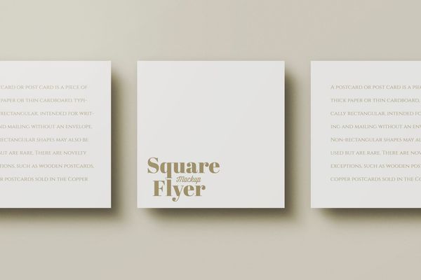 Three Square Flyer Postcard Mockup