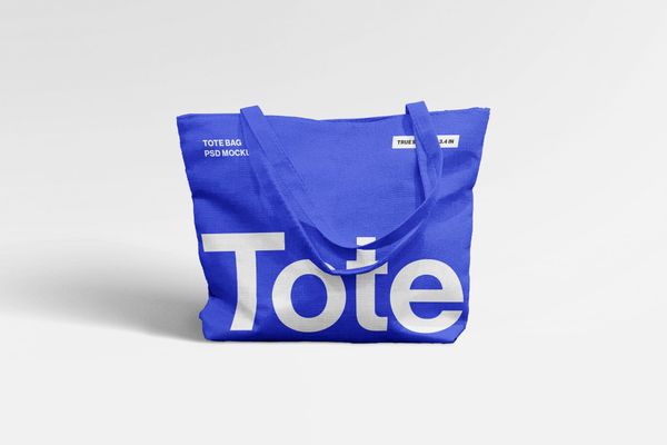 Blue Tote Bag Mockup