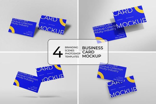 Two Business Card Mockup Blue