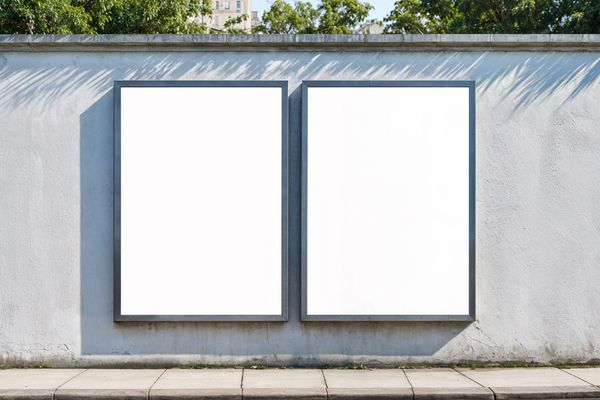 Two Frame Poster Billboard Mockups on Wall Street