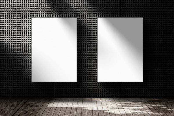 Two Frame Poster Mockup on Mesh Wall