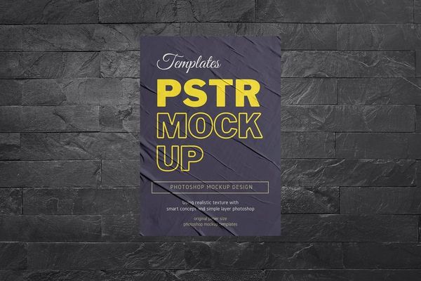 Poster Mockup On Wall Brick Background