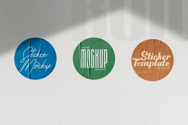 Minimal Wrinkled Sticker Mockup