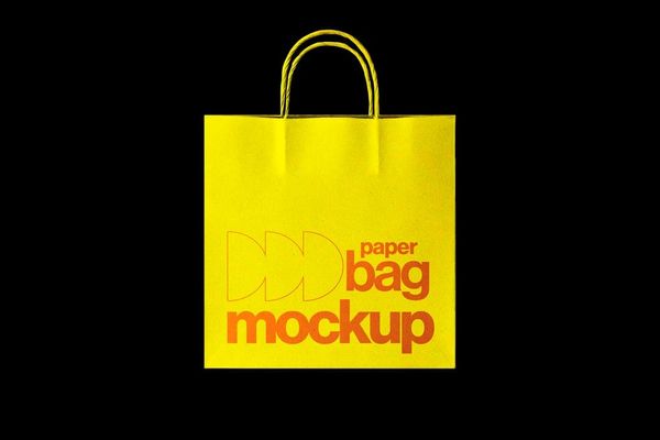Yellow Paper Bag Mockup