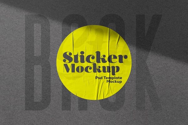 Yellow Round Sticker Mockup