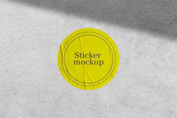 Yellow Rounded Sticker Mockup