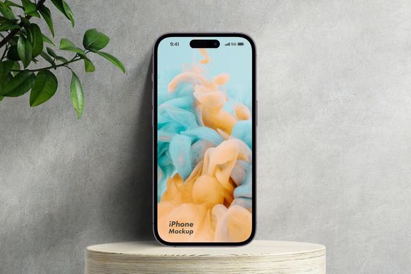 iPhone 14 Pro Mockup With Leaf