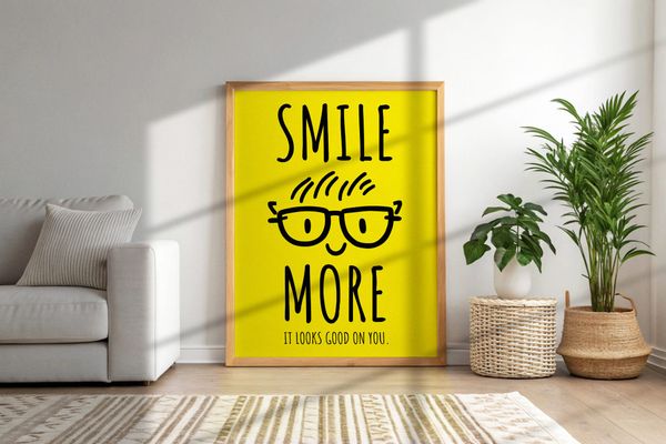 Minimalist Poster Frame Mockup in Cozy Home Scene