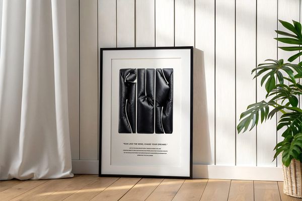 Modern Black Frame Poster Mockup in Minimal Interior
