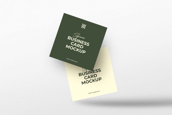 Minimalist Floating Square Business Card Mockup
