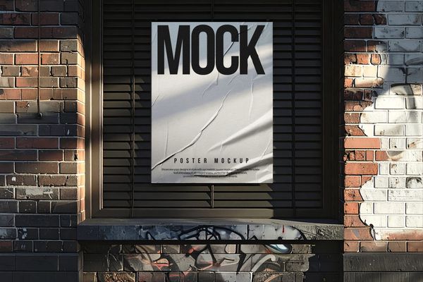 Street Poster Mockup with Shadow