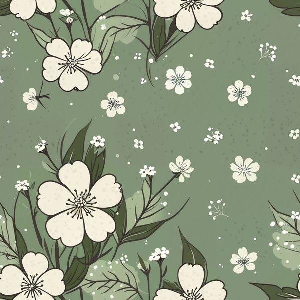 Green Floral Blossom Pattern