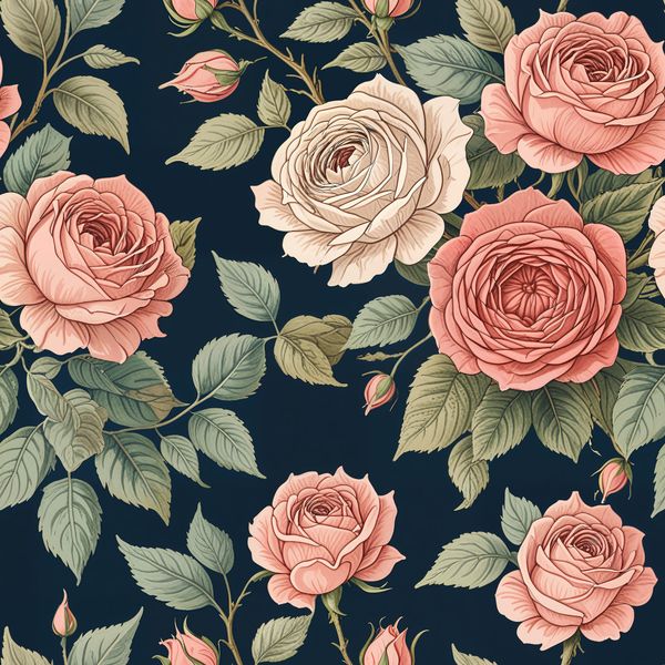 Classic Rose Garden Botanical Pattern