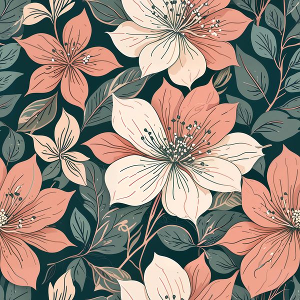 Soft White and Pink Clematis Flowers Pattern