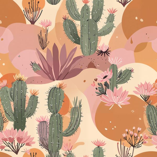 Southwestern Cactus Landscape Pattern