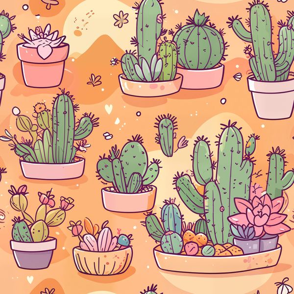 Cute Potted Cactus Pattern