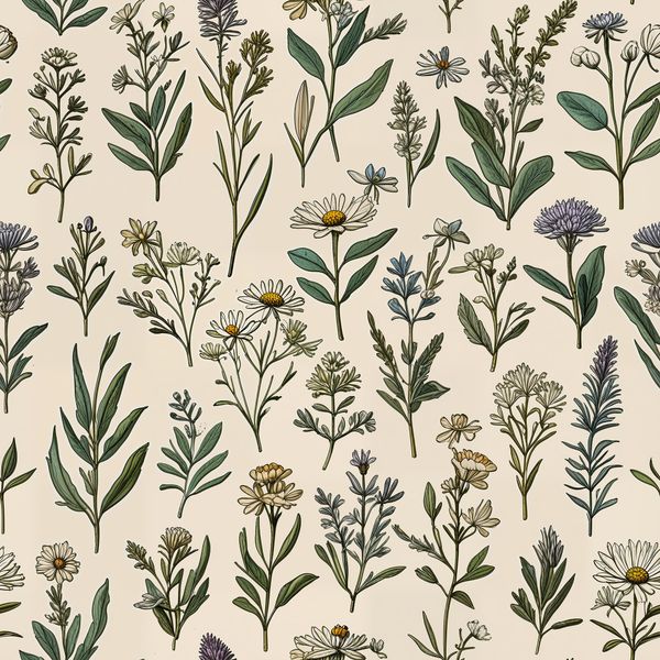 Beige Wildflower Pattern