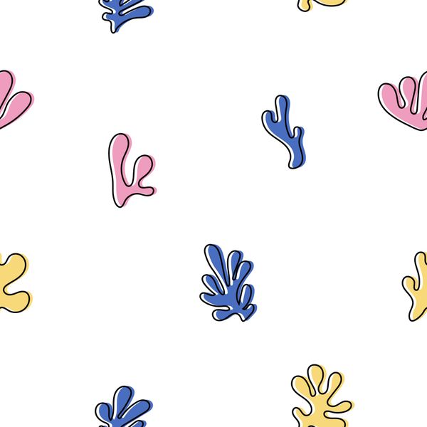 Abstract Botanical Shapes Pattern