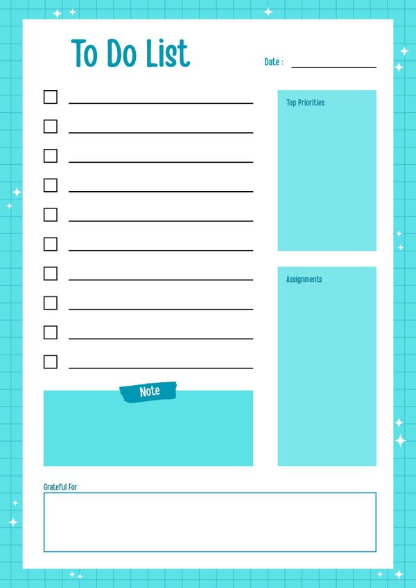 Bright Blue To Do List